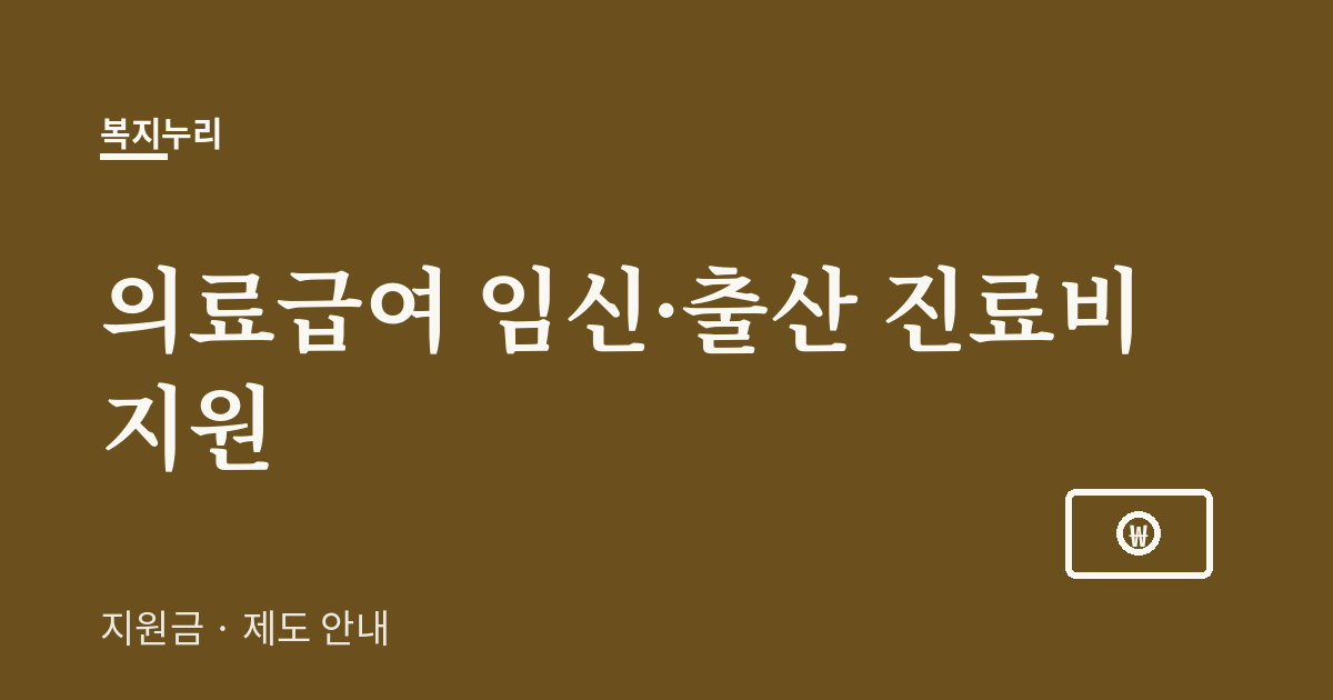 의료급여 임신·출산 진료비 지원 대상·금액·신청